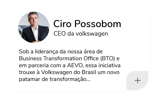 Imagem que mostra o depoimento feito no LinkedIN pelo CEO da Volkswagen, Ciro Possobom, abordando o serviço de IA Generativa realizado pela AEVO